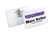 Konference & Præsentation - DURABLE name badge - for 40 x 75 mm - transparent (pack of 50) - 815719