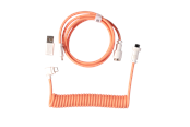 Tastatur - Keychron Spiralformet Aviator USB 8K kabel med vinklet stik (Pink Orange) - Tastaturkabel - Pink - Cab-42
