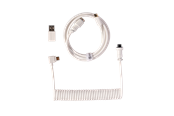 Tastatur - Keychron Spiralformet Aviator USB 8K kabel med vinklet stik (White) - Tastaturkabel - Hvid - Cab-30