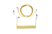 Tastatur - Keychron Spiralformet Aviator USB 8K kabel med vinklet stik (Yellow) - Tastaturkabel - Gul - Cab-44