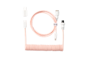 Tastatur - Keychron Spiralformet Aviator USB 8K kabel med lige stik (Light Pink) - Tastaturkabel - Pink - Cab-32