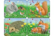 Puslespil - Larsen Puzzles Rabbit squirrel hedgehog and fox puzzle – 4 assorted designs – 5 pieces Mini (18.3 x 14.3 cm) 2D Puslespil - Z12