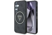 Mobil - Covers & Cases - GUESS 4G Glitter Triangle Buttons MagSafe Case for Samsung Galaxy S25 Plus Black - 3666339449575