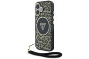 Mobil - Covers & Cases - GUESS HC IML Leopard Triangle Cord Strap MagSafe iPhone 16 Case - Brown - 3666339432614