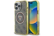 Mobil - Covers & Cases - GUESS IML Metal Glitter 4G Circle Triangle MagSafe Case for iPhone 16 Pro - Brown - 3666339430238
