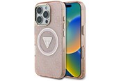 Mobil - Covers & Cases - GUESS IML Metal Glitter 4G Circle Triangle MagSafe Case for iPhone 16 Pro Max - Pink - 3666339430542