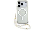 Mobil - Covers & Cases - GUESS IML Glitter Pearl Strap MagSafe Case for iPhone 17 Pro - Clear - 3666339553326