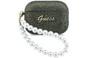 Mobil - Andet Tilbehør - GUESS Glitter Pearl Strap Case for AirPods Pro 3 - Black and Glitter - 3666339577384