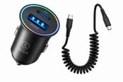 Elbil ladere - SiGN 60W Car Charger with Coiled USB-C to USB-C Cable - Black - SN-CAR-60W-PAK