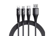 USB kabel - SiGN 3-in-1 Cable Lightning - USB-C - Micro-USB - 3A - 1.2m - Black - SN-1230G4