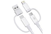 USB kabel - SiGN 4in1 USB-A/USB-C to Lightning/USB-C cable 60W/3A - 1m - White - SN-1T4ACLC
