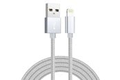 USB kabel - SiGN USB-A to Lightning Cable - 2.1A - 2m - Nylon - Silver - SNCAB-LIGH2MSIL