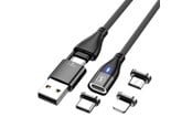 USB kabel - SiGN Magnetic cable 3-in-1 USB-C - Lightning - Micro-USB 2.4A - 1 m - Black - SNMAG-MTLBL
