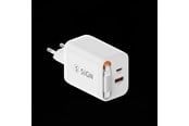 Mobil - Adaptere & Opladere - SiGN GaN Fast Charger USB-C/USB-A 40W with extendable USB-C cable - White - SN-TC-40W