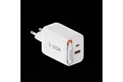 Mobil - Adaptere & Opladere - SiGN GaN Fast Charger USB-C/USB-A 65W with extendable USB-C cable - White - SN-TC-67W