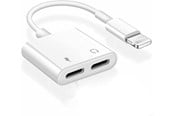 USB kabel - SiGN Lightning to 2x Lightning Adapter - 5V - 2A - 10cm - Charge and Listen - White - SN-IPHL