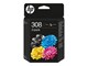 Blæk, Toner & Forbrugsstoffer - HP 308 / 6L6S6UE - 2-Pack Black and Color (Cyan Magenta Yellow) Ink - 6L6S6UE