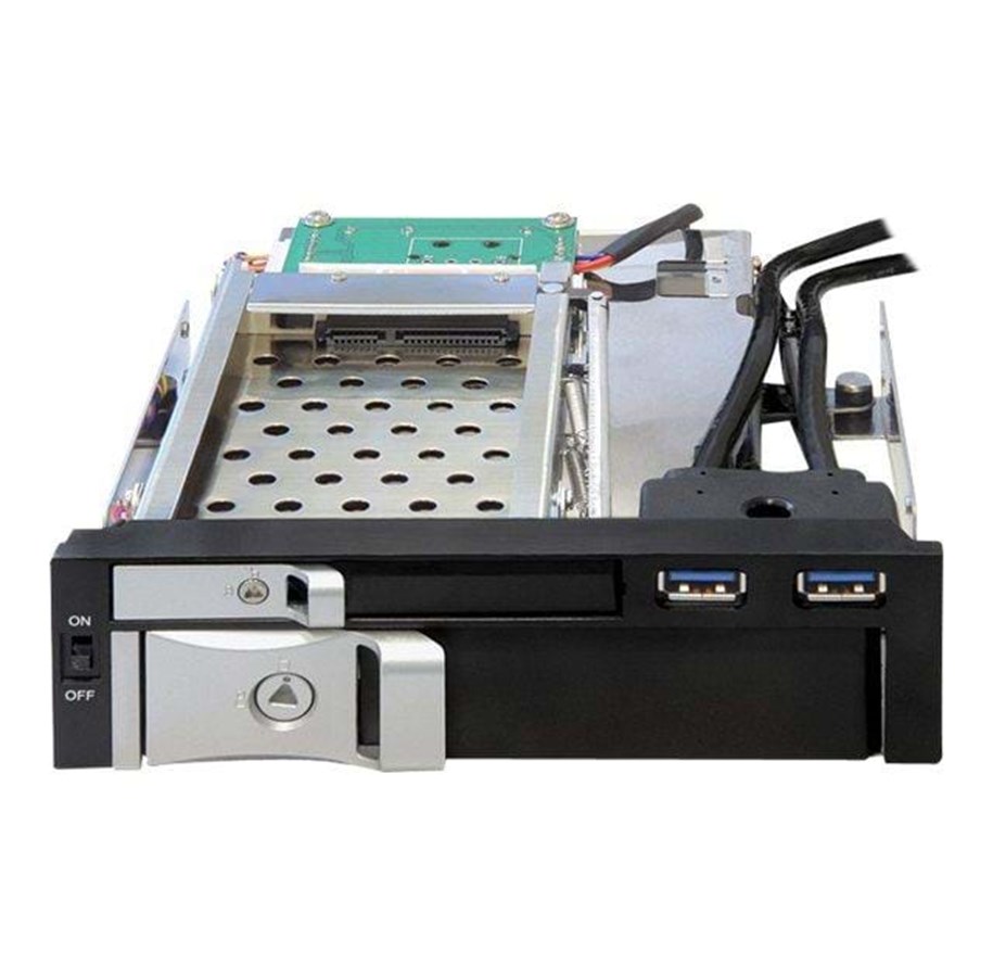 Harddisk - tilbehør - DeLOCK 5.25 Mobile Rack for 1 x 2.5 + 1 x 3.5 SATA HDD + 2 x USB 3.0 Ports - 47209