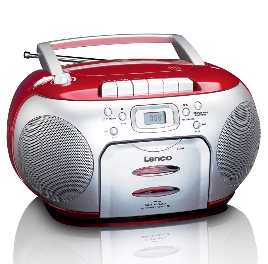 DAB, netværks- og clockradio - Lenco SCD-420RD - Portable FM Radio CD- Cassette player - FM - Stereo - Rød - SCD420ROT