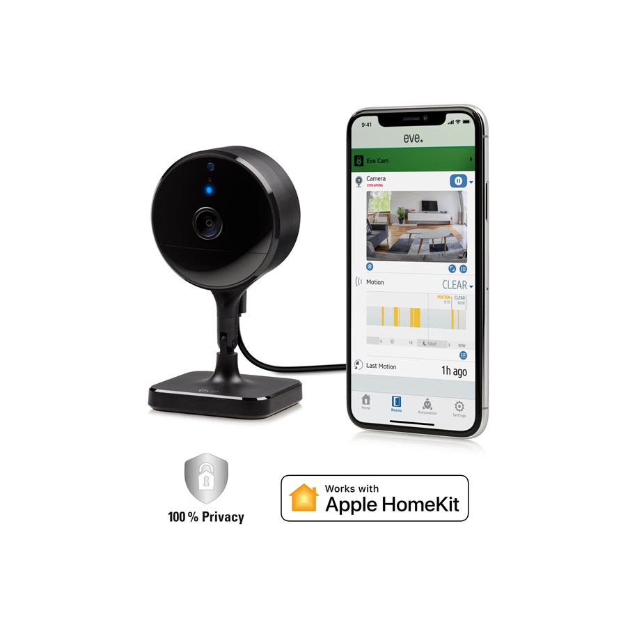 Smart Home - Eve Cam - Indendørs overvågningskamera med HomeKit Secure Video - 10EBK8701