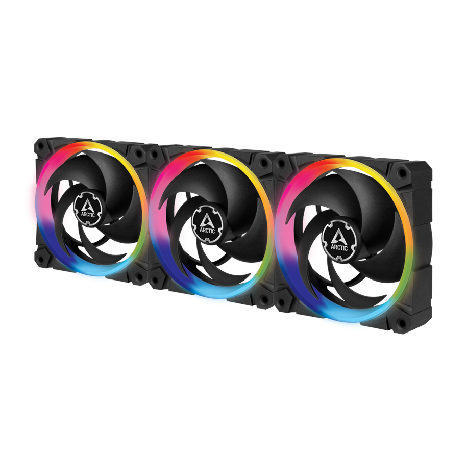 Kabinet Køler - Arctic BioniX P120 A-RGB - 3-pack + Controller - Kabinet køler - 120mm - Sort med RGB LED lys - 13 dBA - ACFAN00156A