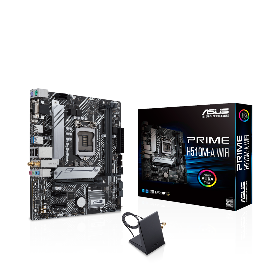 Bundkort - ASUS PRIME H510M-A WIFI Bundkort - Intel H510 - Intel LGA1200 socket - DDR4 RAM - Micro-ATX - 90MB17D0-M0EAY0