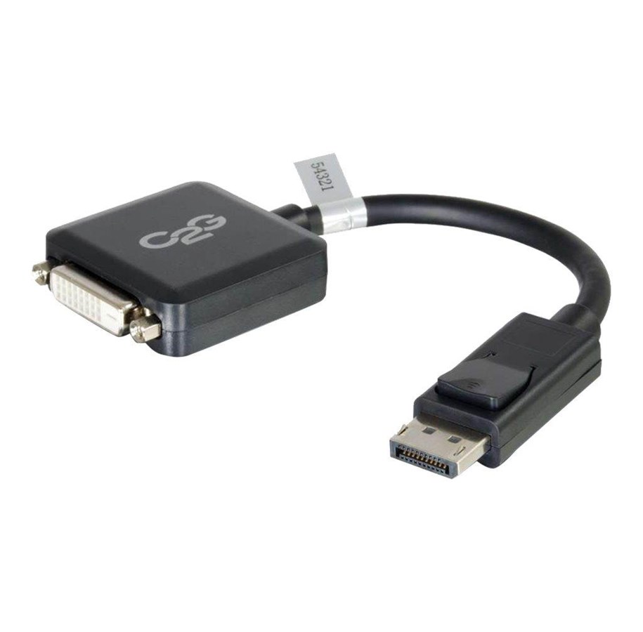 Kabler, ledninger, afdækning og brandsikring - C2G DisplayPort to DVI-D Adapter Converter - Single Link DVI-D Video Adapter M/F - Black - video adapter - 20 cm - 84321