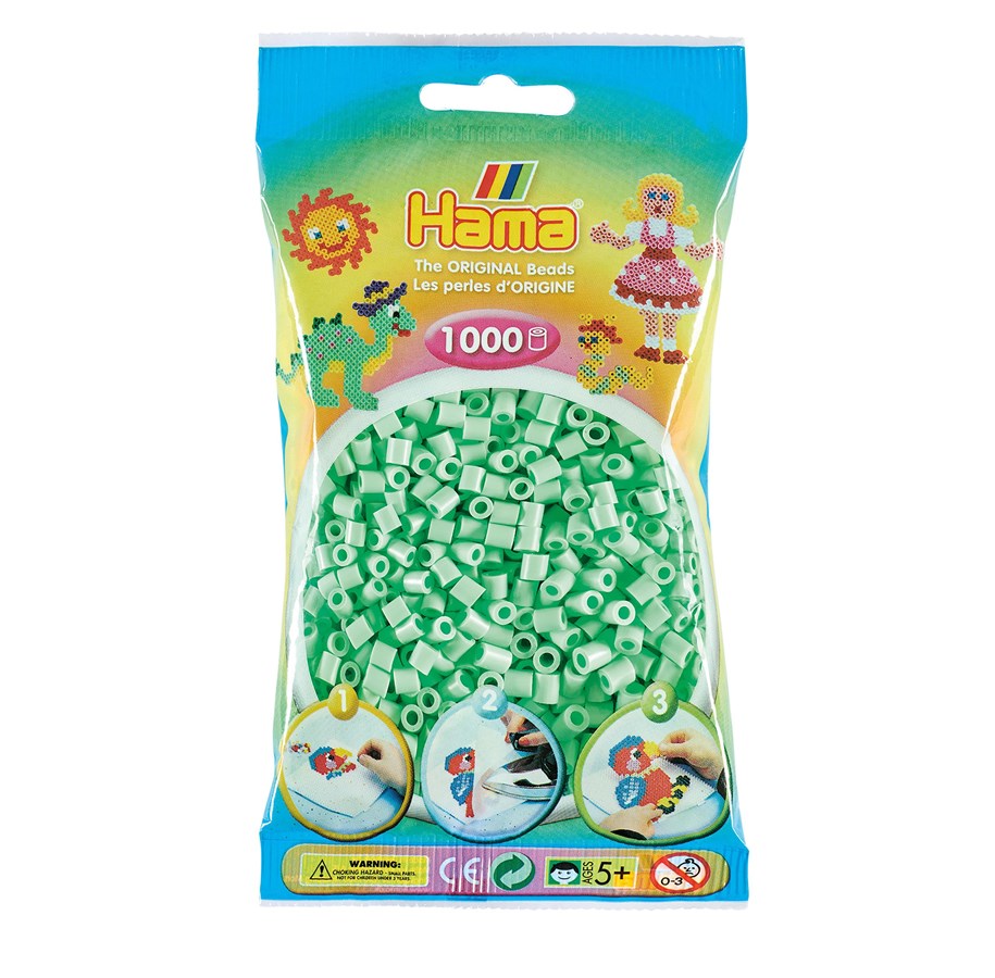 Kreativt Legetøj - Hama Iron on Beads - Pastel Mint 1000 pcs - 207-98