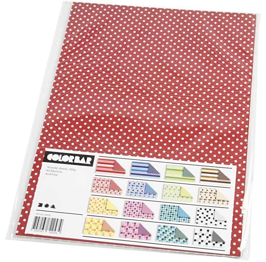 Papir, Fotopapir og Etiketter - Creativ Company Colorbar Paper Print A4 100g 16 Sheets - 26020