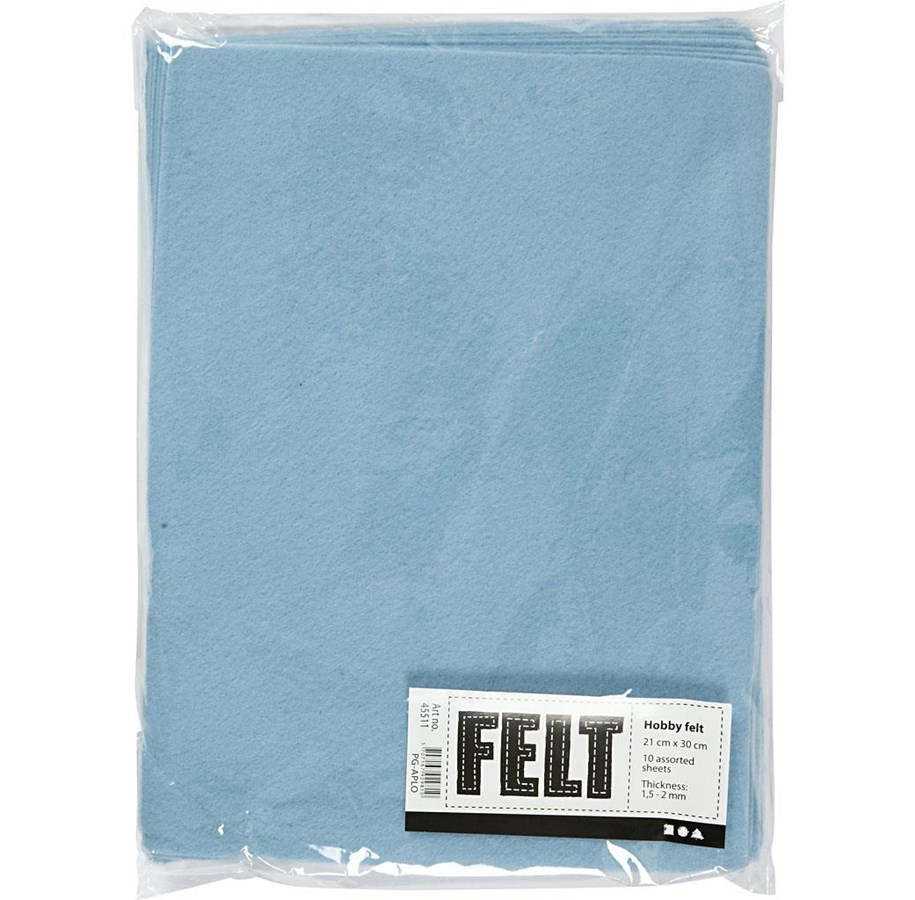 Kreativitet & Hobbyartikler - Creativ Company Hobby Felt Light Blue A4 10 Sheets - 45511