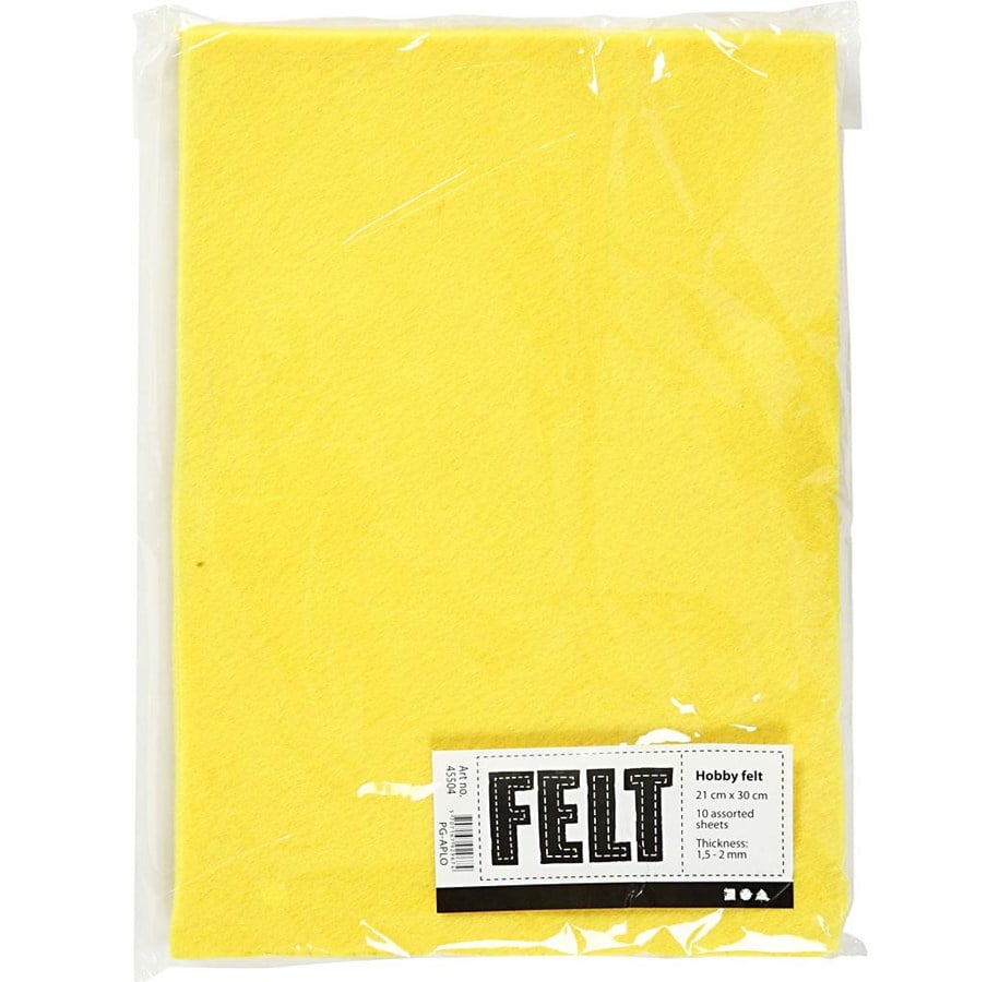 Kreativitet & Hobbyartikler - Creativ Company Hobby Felt Yellow A4 10 Sheets - 45504