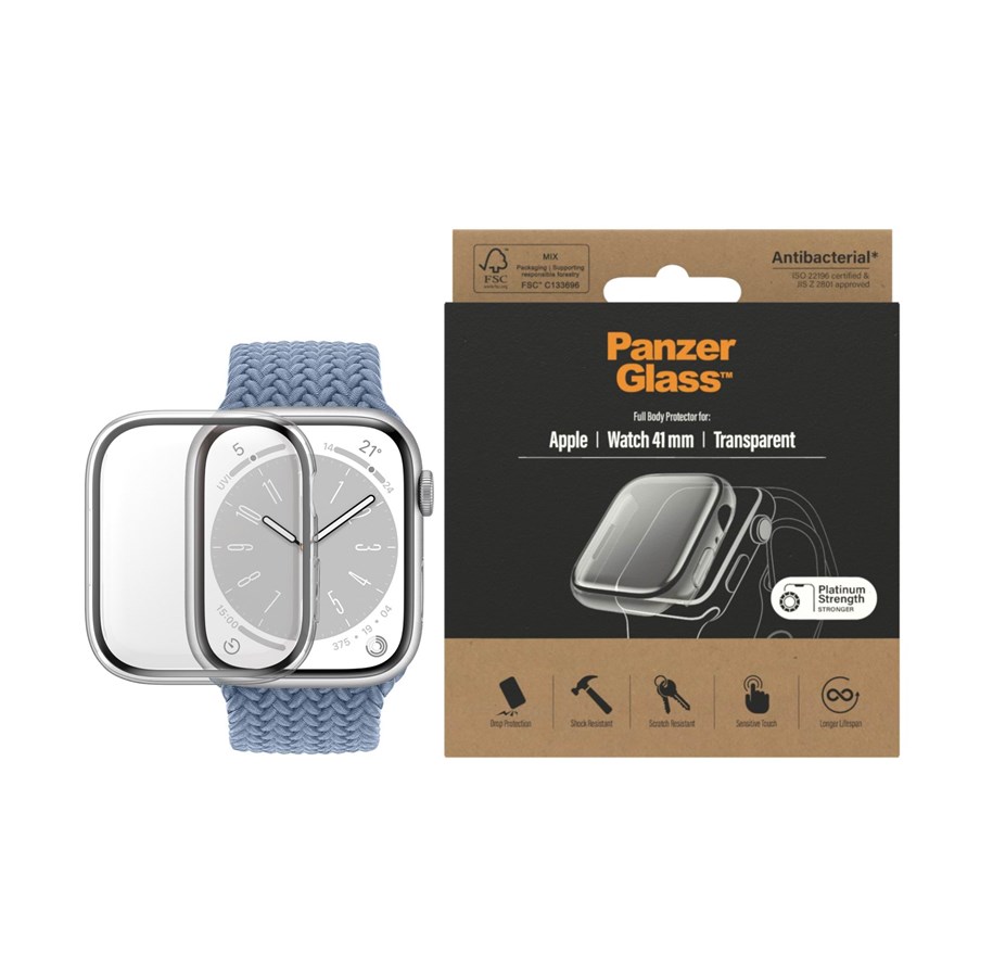 Smartwatch - Tilbehør - PanzerGlass Screen Protection Full Body Apple Watch Series 9 | 8 | 7 | 41mm | Transparent - PANZER3658