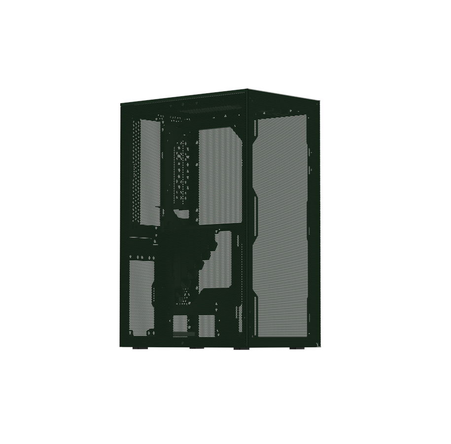 Kabinet - Ssupd Meshroom S V2 Mini-ITX Case - Full Mesh - Charcoal Black - PCIE 4.0 - Kabinet - Grøn - SSU-MESH-S-GN-PCI4