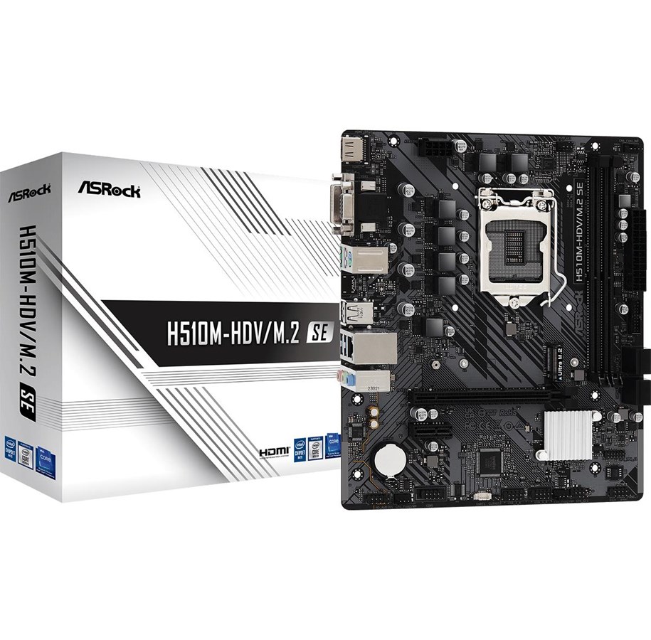 Bundkort - ASRock H510M-HDV/M.2 SE Bundkort - Intel H470 - Intel LGA1200 socket - DDR4 RAM - Micro-ATX - 90-MXBM00-A0UAYZ