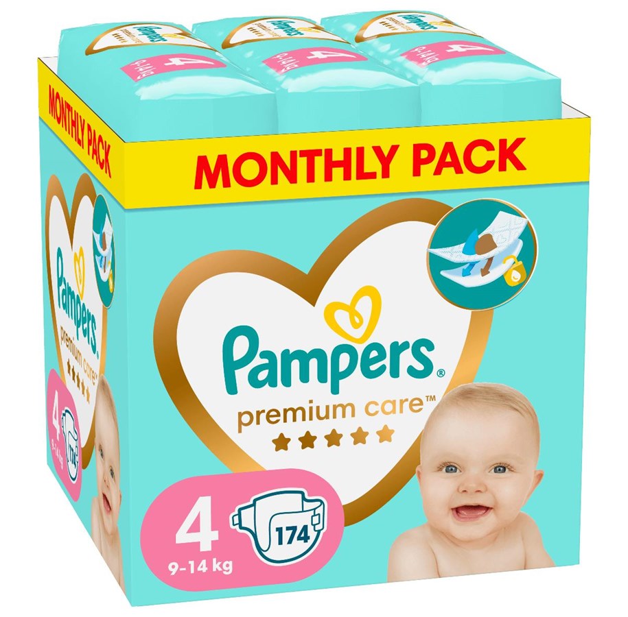 Anden personlig pleje - Pampers Premium Monthly Box Size 4 9-14kg 174 pcs - 8006540855935