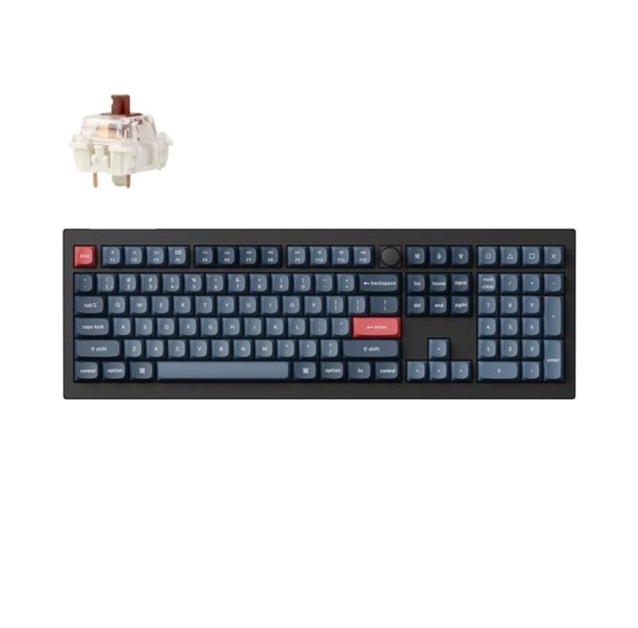 Tastatur - Keychron V6 MAX QMK/VIA Wireless RGB Hot Swap Jupiter Brown - Carbon Black - Gaming Tastatur - Nordisk - Sort - V6M-D3-BO