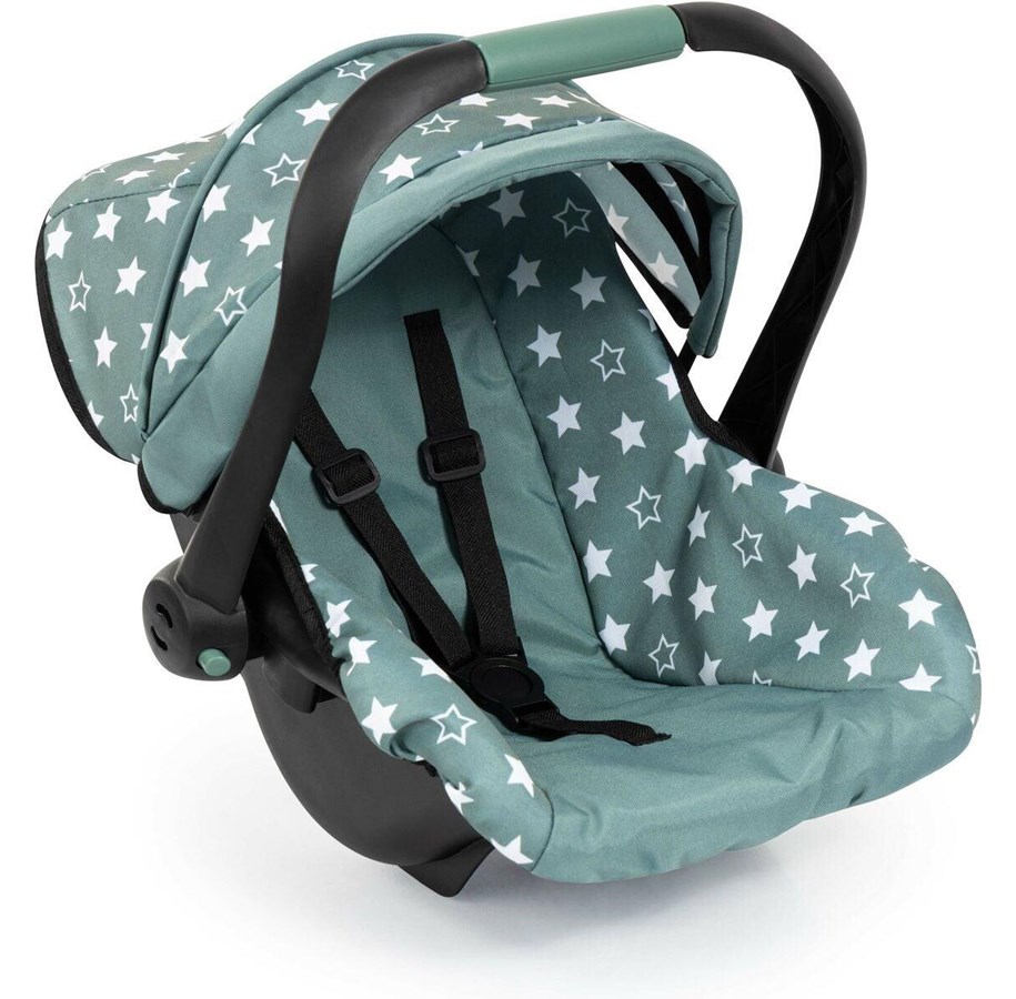 Dukke, bamse og udstyr - Bayer Design Deluxe Car Seat with Canopy for Dolls - Green w/ Stars - 67958AA