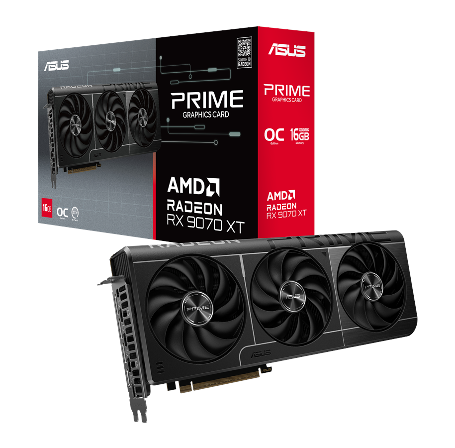 Grafikkort - ASUS Radeon RX 9070 XT Prime OC - 16GB GDDR6 RAM - Grafikkort - 90YV0L71-M0NA00