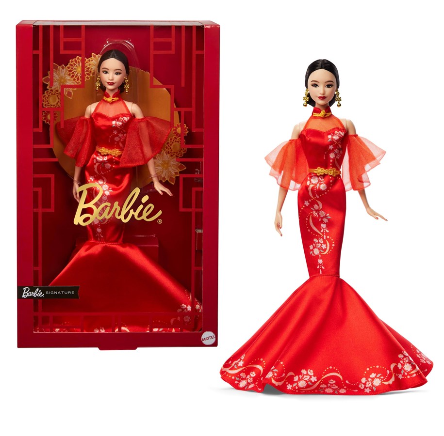 Dukker & Tilbehør - Barbie Signature Lunar New Year Doll With Qipao Dress & Golden Accessories - JBJ11