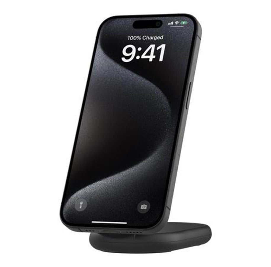 Mobil - Adaptere & Opladere - Belkin BoostCharge wireless charging stand - magnetic foldable with Qi2 - + AC power adapter - 15 Watt - WIB007VFBK