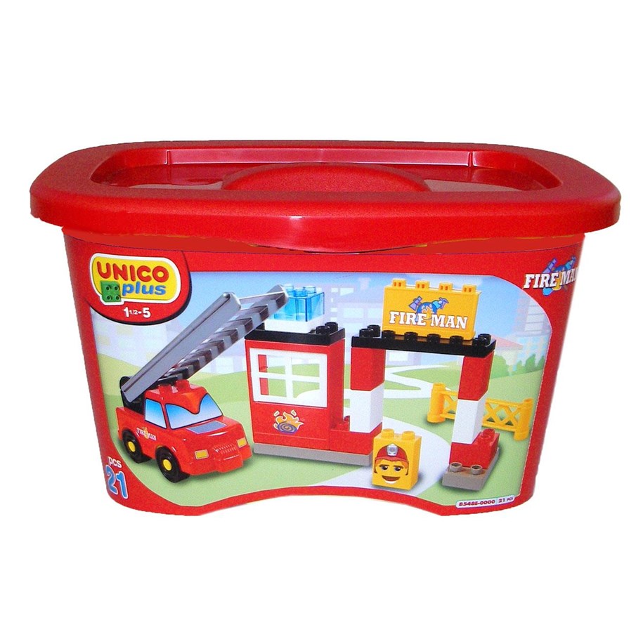 Konstruktionslegetøj - Unico - Fire Brigade in Box 40pcs - 8548
