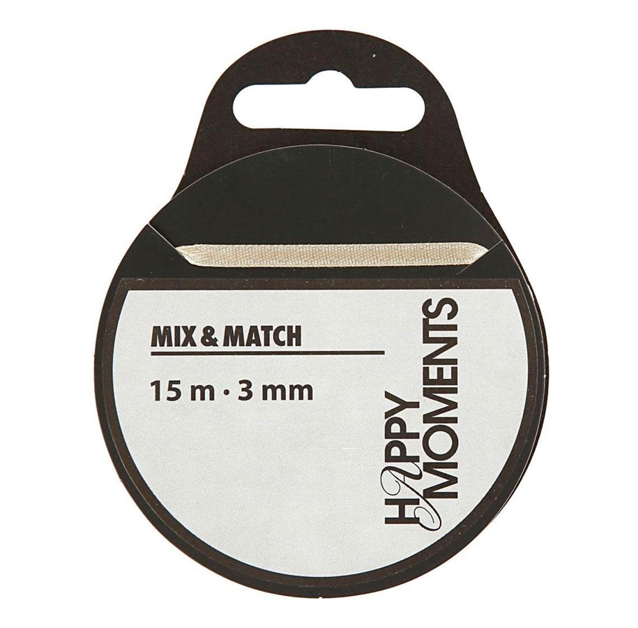 Hobby artikler - Creativ Company - Satin ribbon Off-white 15m - 513661