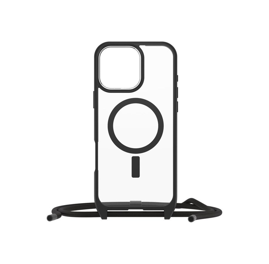 Mobil - Covers & Cases - OtterBox React Necklace MagSafe Apple iPhone 16 Pro Max Black Crystal - clear/black - 77-96836