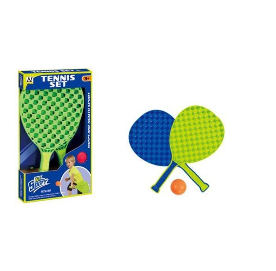 Havespil - Strandtennis m/skumbold blå/grøn 35 cm +3 år - 13157