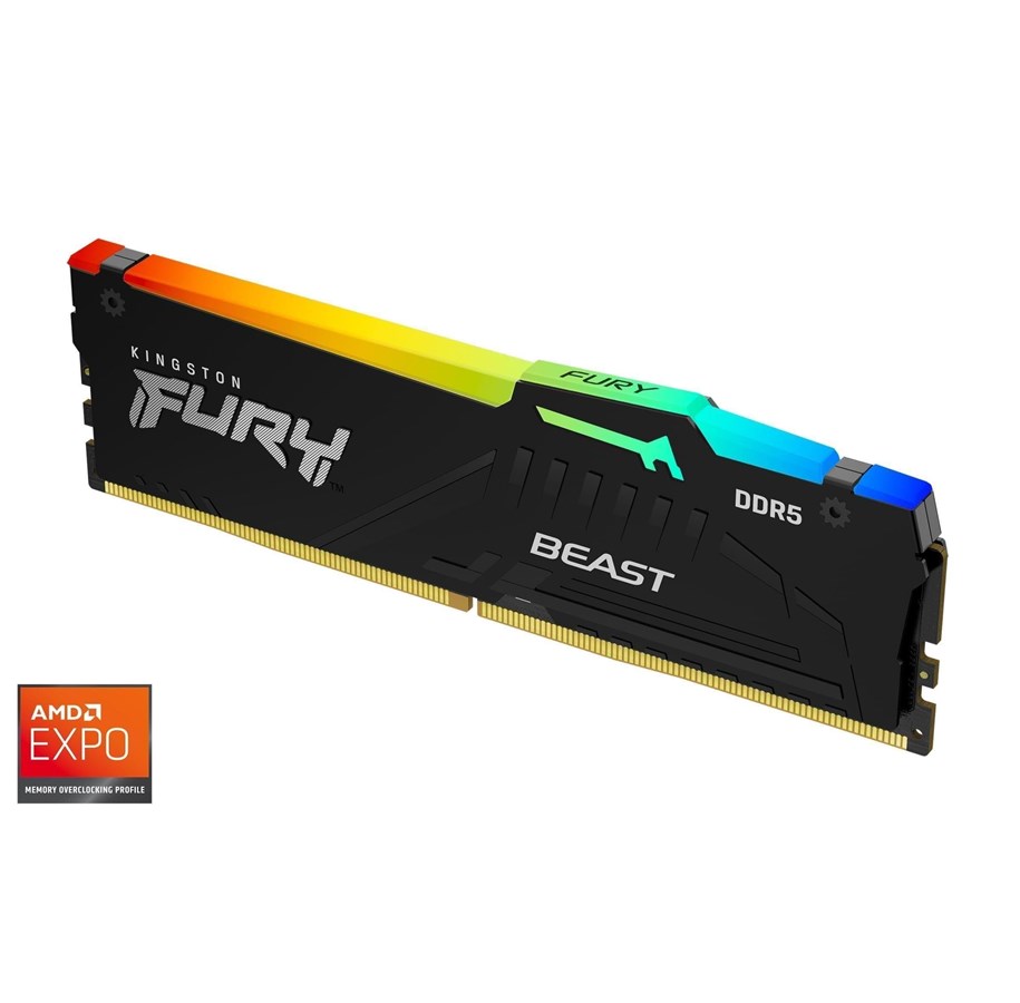 RAM - Kingston FURY Beast RGB DDR5-5600 - 32GB - CL36 - Single Channel (1 pcs) - AMD EXPO & Intel XMP - Sort med RGB *DEMO* - KF556C36BBE2A-32