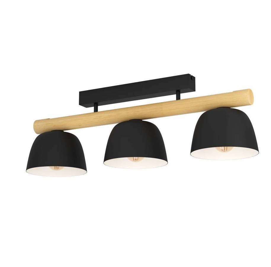 Lamper - EGLO SHERBURN LOFT 3L E27 SORT/TRÆ FSC - 43738