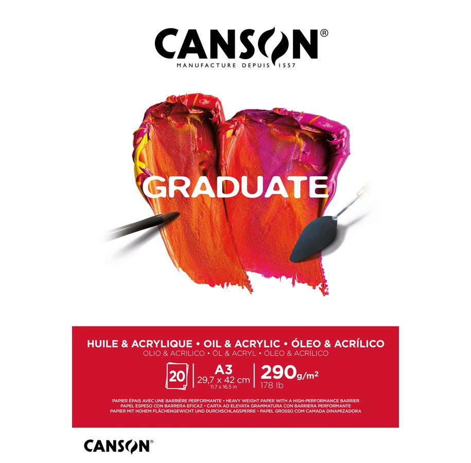 Kreativitet & Hobbyartikler - Canson Graduate Oil/Acrylic Pad A3 290G 20 SH - 17-400110381