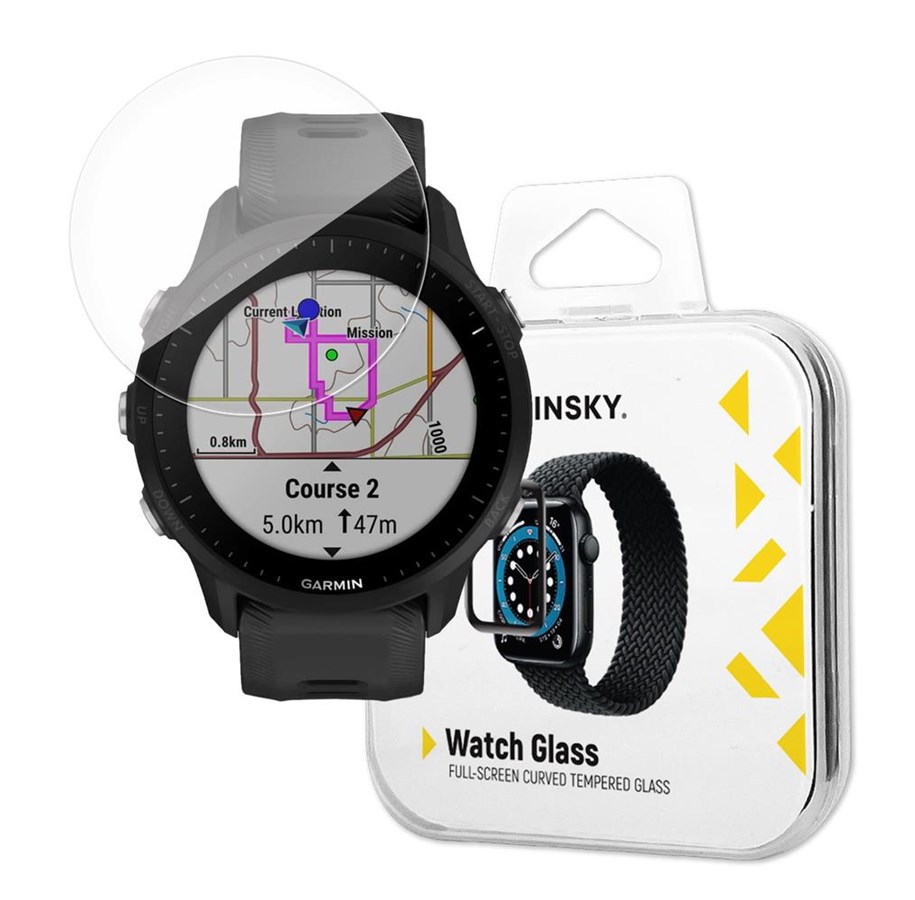 Mobil - Beskyttelsesglas - Wozinsky Full Glue Tempered Glass for Garmin Forerunner 965 (2 pcs) - 5907769366246