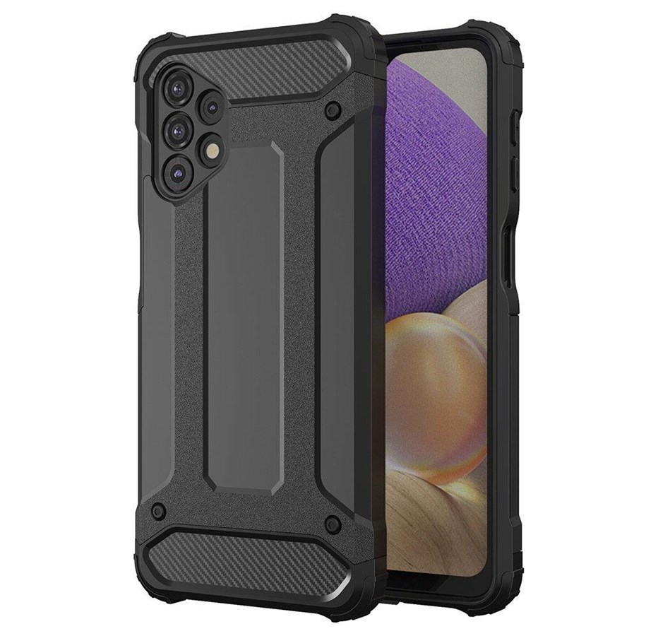 Mobil - Covers & Cases - Hurtel Hybrid Armor Case Tough Rugged Cover for Samsung Galaxy A73 Black - 5907769338564