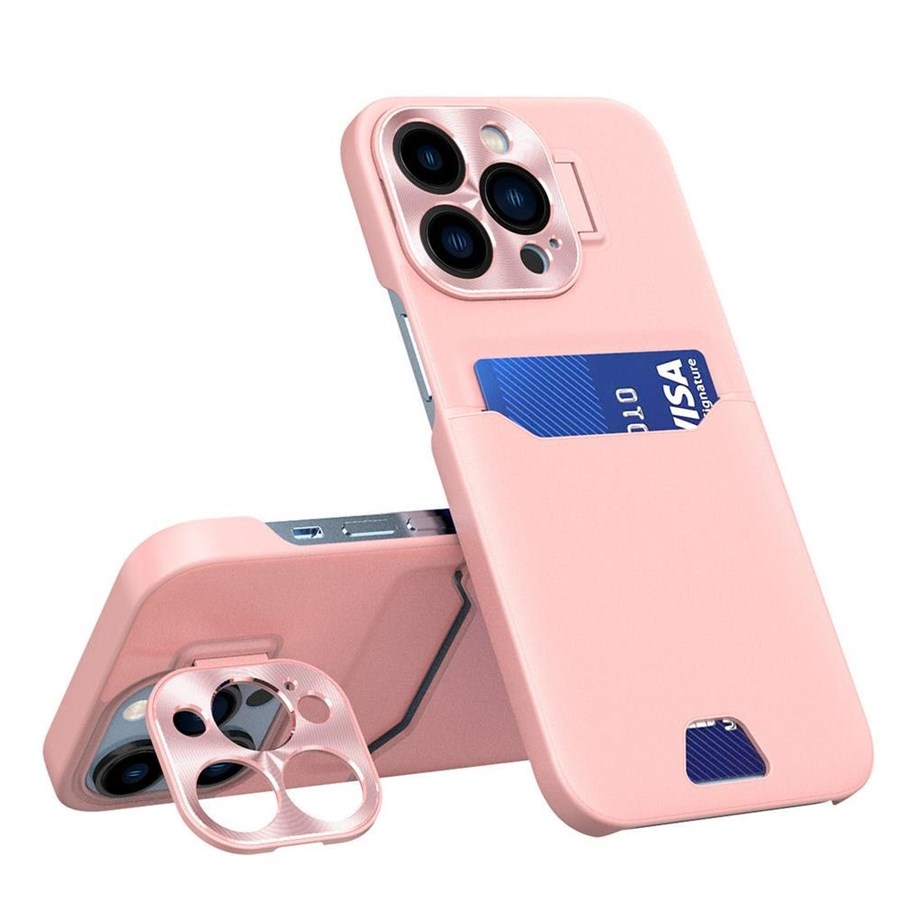 Mobil - Covers & Cases - Hurtel Leather Stand Case for Samsung Galaxy S23 Ultra Cover Card Wallet with Stand Pink - 9145576274842